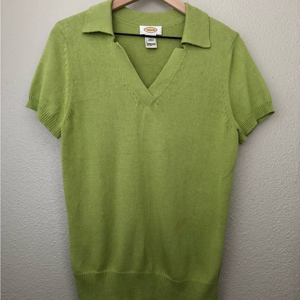 Talbots Light Green Knit Top with Collar